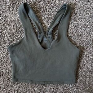 Alo Yoga Airbrush Real Bra Tank, Olive Green, Size XS